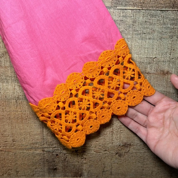 Mud Pie Nora Crochet Tunic Swim Cover Pink & Orange Women’s size Large(12-14) - Picture 6 of 8